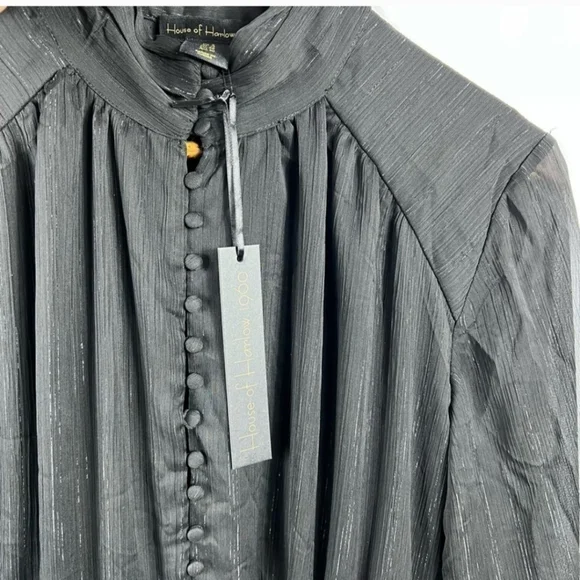 NWT HOUSE OF HARLOW 1960 Black Ruched Mini Dress in Size 6 - Picture 3 of 10